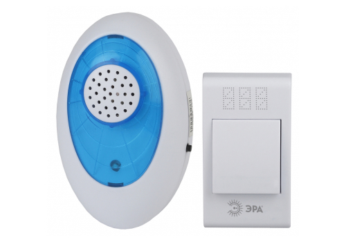 Звонки беспроводные ЭРА A01 способ монтажа открытый, с кнопкой, аналоговые, IP20, бело-голубые