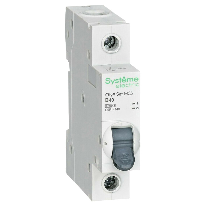 Автоматический выключатель однополюсный Systeme Electric City9 Set 1Р 40А (B) 4.5кА, сила тока 40 А, тип расцепления B, переменный, отключающая способность 4.5 kА
