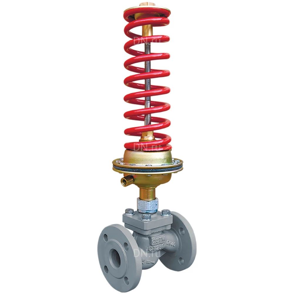 Регулятор давления после себя Энерготехномаш УРРД-НО-РД Ду150 Ру16 фланцевый, Kvу - 160м3/ч, Tmax до 150°С, уплотнение - EPDM, корпус - чугун СЧ25, с мембранным приводом 0.1-0.6МПа