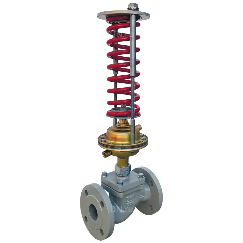 Регулятор давления до себя Энерготехномаш УРРД-НЗ-РД Ду25 Ру16 фланцевый, Kvу - 6.3м3/ч, Tmax до 150°С, уплотнение - EPDM, корпус - чугун СЧ25, с мембранным приводом 0.1-0.6МПа