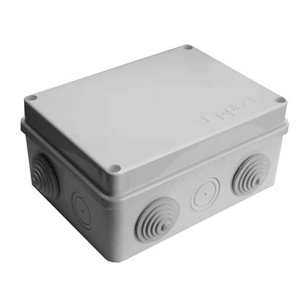 Коробка распределительная E.p.plast для открытой проводки 150х110х70 мм, 10 вводов, IP54, с кабельными муфтами, крышкой на винтах, серая