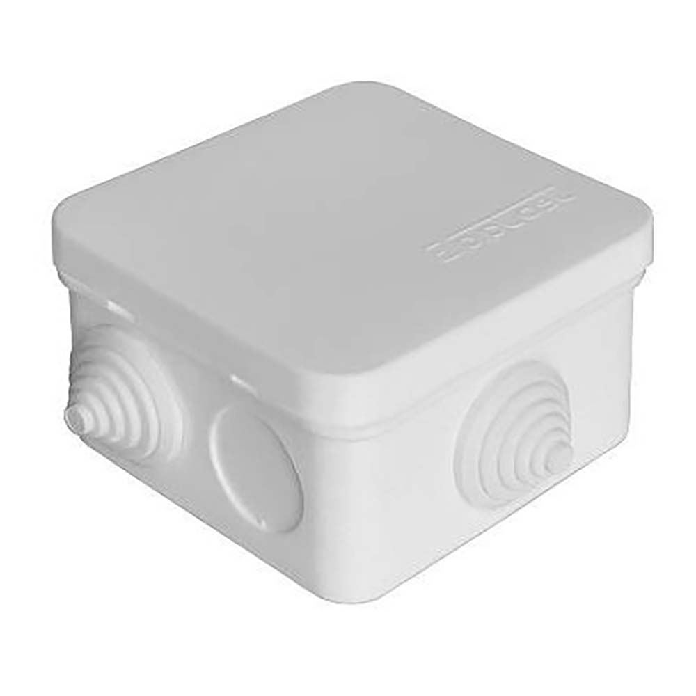 Коробка распределительная E.p.plast для открытой проводки 75х75х45 мм, 7 вводов, IP54, с кабельными муфтами, серая