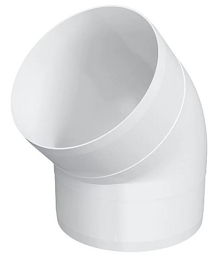 Колена ERA ККП диаметр D=100-160 мм 45 градусов для круглых воздуховодов, корпус - пластик, цвет - белый