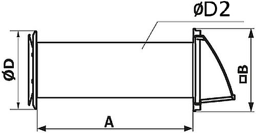 Клапаны приточные ERA КП-02 диаметр D=100-160 мм длина L=0.5-1 м, со стенным выходом КФВ, с устройством регулирования притока воздуха