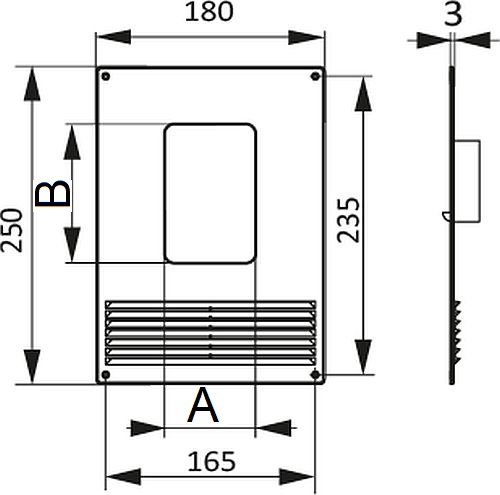 Площадка торцевая ERA 612ПТГР размер 60x120 мм горизонтальный с решеткой, с фланцем, корпус - пластик, цвет - белый