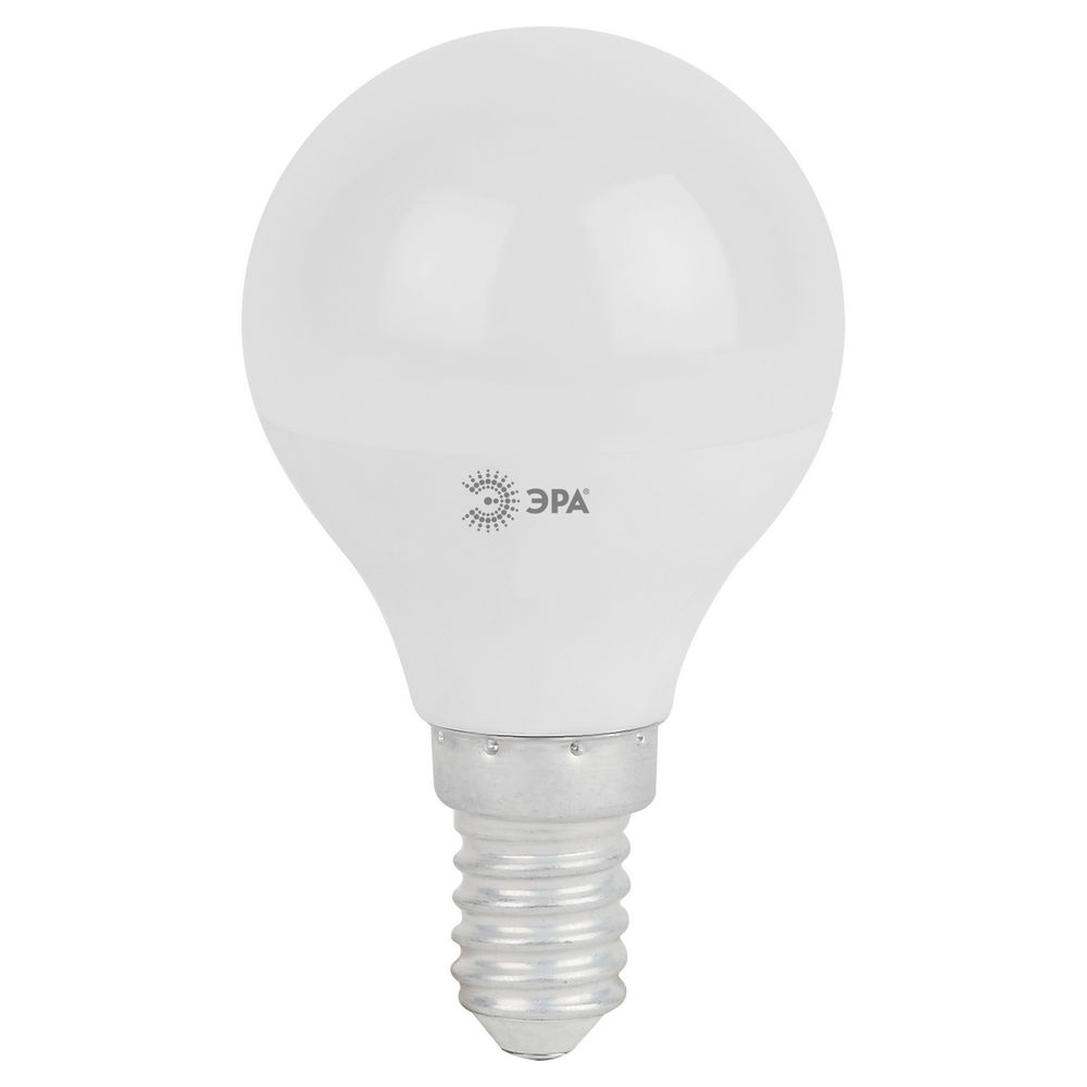 Лампа светодиодная ЭРА LED P45 E14 Шар 45 мм, мощность - 9 Вт, цоколь - E14, световой поток - 720 лм, цветовая температура - 2700K, цвет свечения - теплый, форма - шарообразная