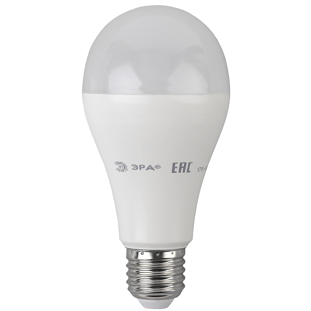 Лампа светодиодная ЭРА RED LINE ECO A 60 мм мощность - 20 Вт, цоколь - E27, световой поток - 1600 лм, цветовая температура - 2700 К, теплый белый, форма  - грушевидная