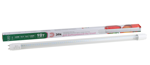 Лампы светодиодные ЭРА FITO-9W-Ra90-Т8-G13-NL для растений полного спектра, 27.8 мм, мощность - 9 Вт, цоколь - G13, цветовая температура - 1200 К, тип лампы - светодиодная LED, форма - трубчатая