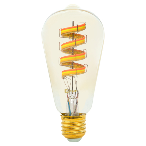 Лампы умные филаментные EKF Connect ST64 RGBW 64 мм, мощность - 4.9 Вт, цоколь - E27, световой поток - 300 лм, цветовая температура - 2700 К, тип лампы - светодиодная LED, цвет свечения - теплый, холодный белый, RGBW, форма - эллипсоидная