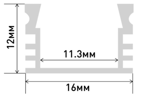 Профиль ЭРА 1612-1 накладной анодированный 16х12мм, длина 2000мм