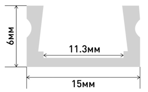 Профиль ЭРА 1506-1 накладной анодированный 15х6мм, длина 2000мм