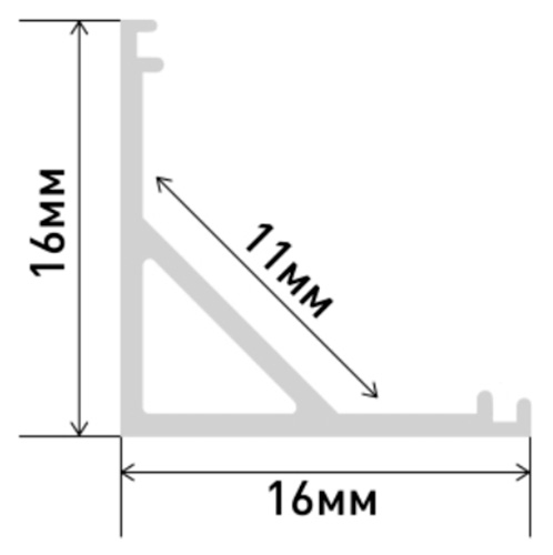 Профиль ЭРА 1616-1 накладной анодированный, угловой 16х16мм, длина 2000мм