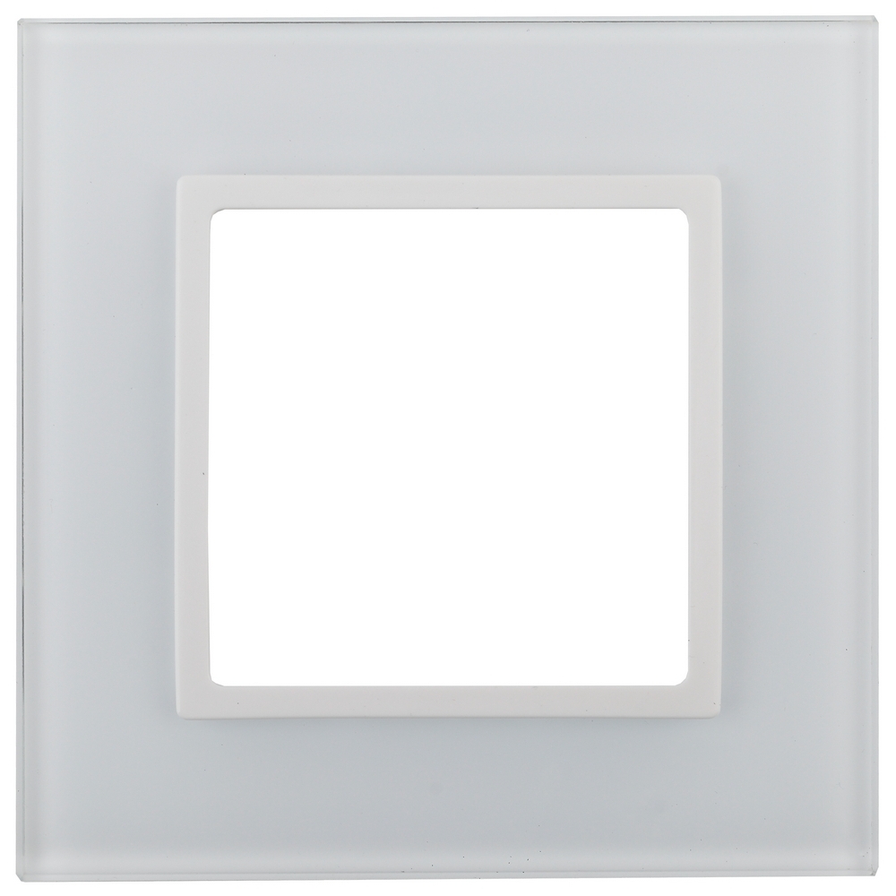 Рамка ЭРА Elegance стекло 1 пост 92х92х10 мм, корпус - пластик, монтаж - универсальный, цвет - белый New