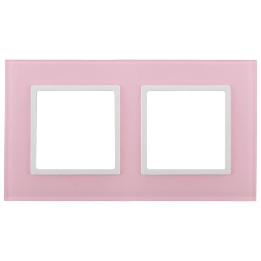 Рамка ЭРА Elegance 14-5102-30 2 поста 92х163х10 мм, корпус - стекло, монтаж - универсальный, цвет - розовый/белый