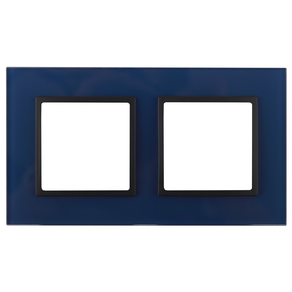 Рамка ЭРА Elegance 14-5102-29 2 поста 92х163х10 мм, корпус - стекло, монтаж - универсальный, цвет - синий/антрацит