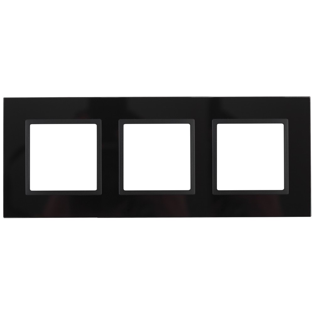 Рамка ЭРА Elegance 14-5103-05 3 поста 92х233х10 мм, корпус - стекло, монтаж - универсальный, цвет - черный/антрацит