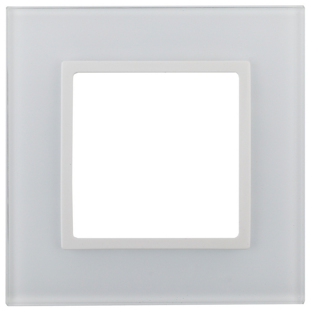 Рамка ЭРА Elegance 1 пост 92х92х10 мм, корпус - стекло, монтаж - универсальный, цвет - белый