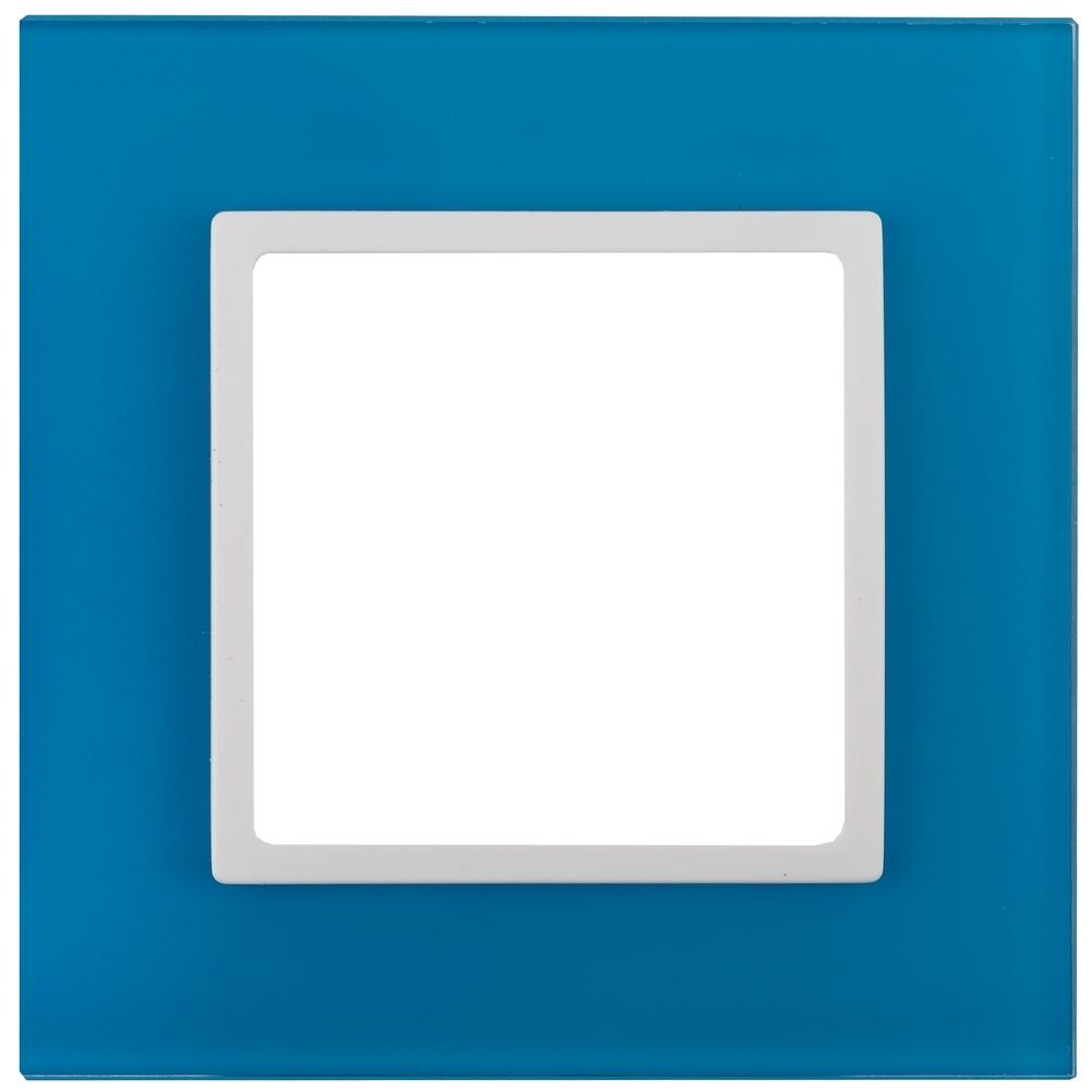 Рамка ЭРА Elegance 14-5101-28 1 пост 92х92х10 мм, корпус - стекло, монтаж - универсальный, цвет - голубой/белый