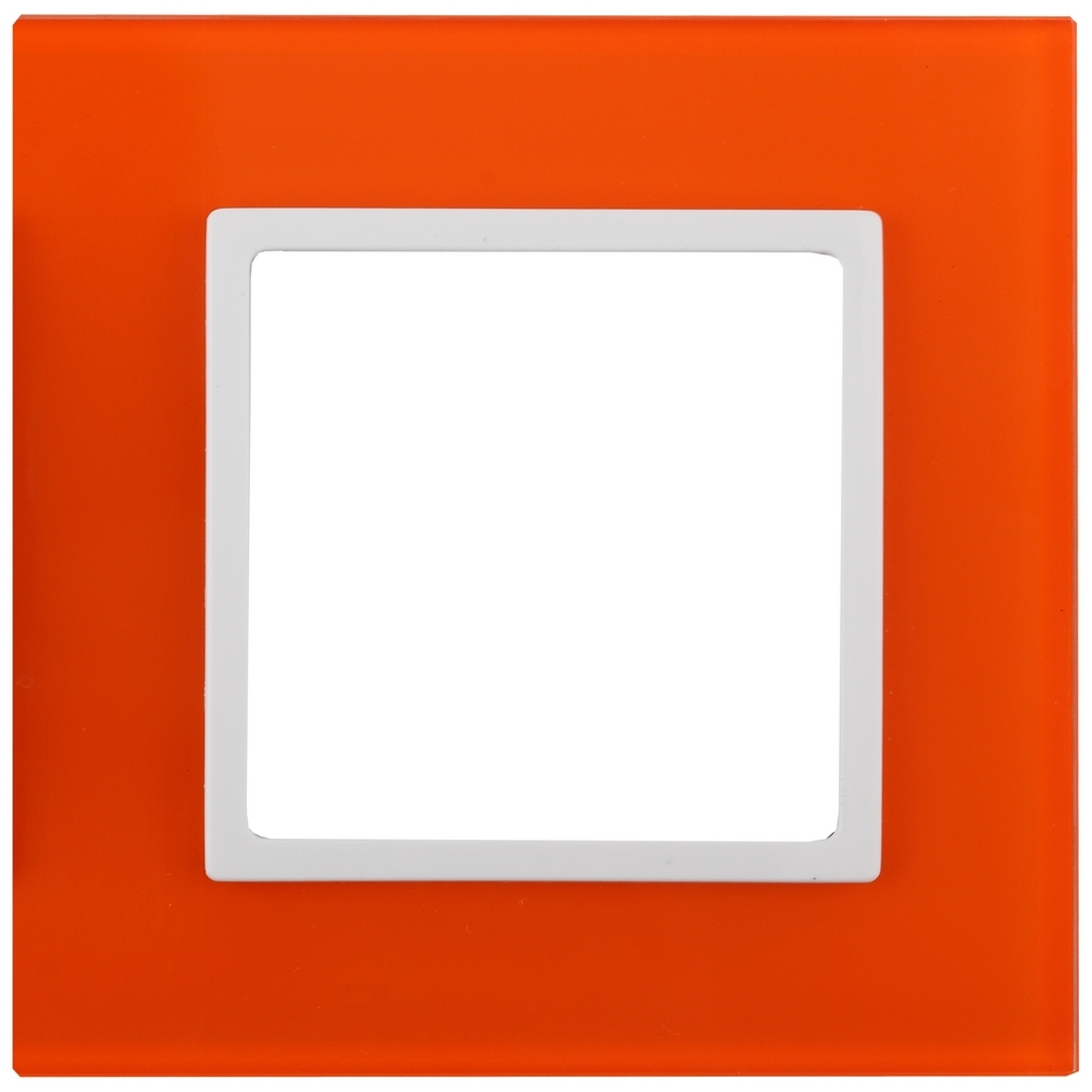 Рамка ЭРА Elegance 14-5101-22 1 пост 92х92х10 мм, корпус - стекло, монтаж - универсальный, цвет - оранжевый/белый