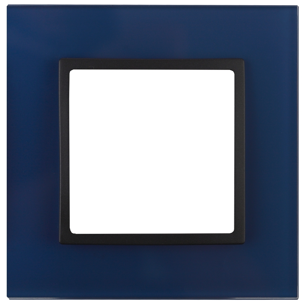 Рамка ЭРА Elegance 14-5101-29 1 пост 92х92х10 мм, корпус - стекло, монтаж - универсальный, цвет - синий/антрацит