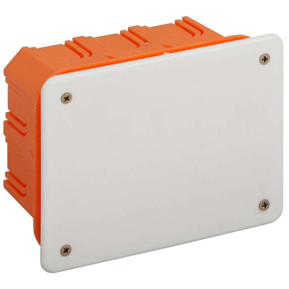 Коробка распаячная ЭРА KRT для скрытой установки, 120х92х45 мм, IP20, для твердых стен, крепление крышки - саморезы, корпус - полипропилен, цвет - красно-белый, форма - прямоугольник