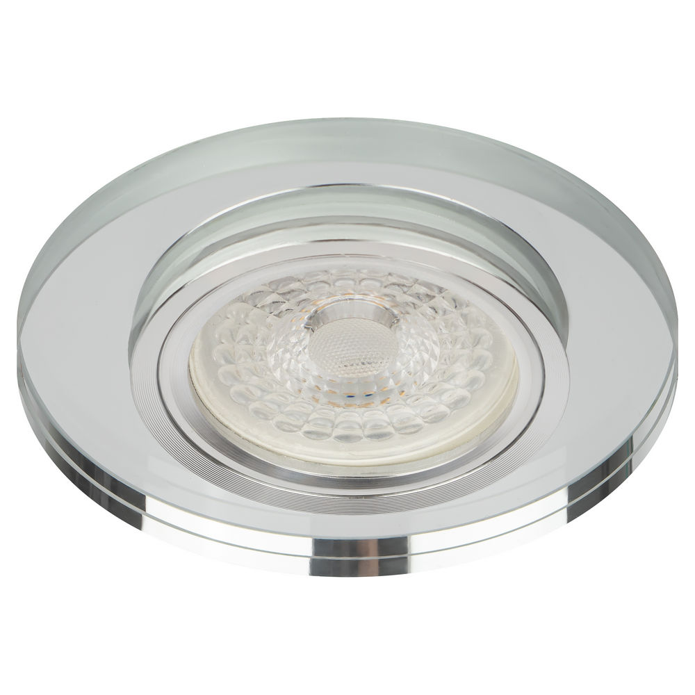 Светильник встраиваемый ЭРА DK7 Стекло круглое 50 Вт декоративный, цоколь GU5.3, под LED/КГМ лампу MR16, IP20, цвет – зеркальный-хром
