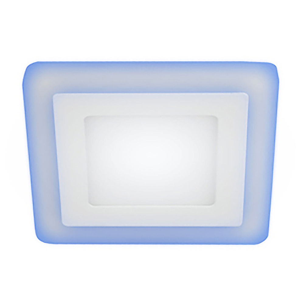 Светильник светодиодный ЭРА LED встраиваемый с синей подсветкой, 9 Вт, цветовая температура 4000 K, световой поток 270 лм, IP20, форма - квадрат, цвет - белый