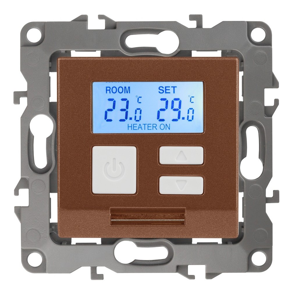 Терморегулятор ЭРА 12 12-4111-14 универсальный 230 В, номинальный ток - 16 А, степень защиты IP20, цвет - медь