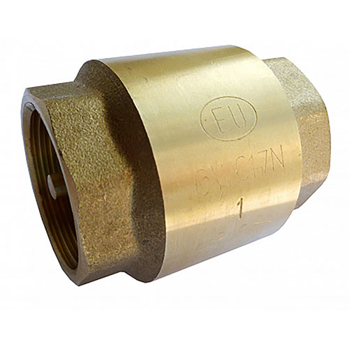 Клапаны обратные пружинные EUROS 1/2″-3/4″ Ду15-20 Ру40 с латунным золотником, внутренняя резьба, корпус - латунь