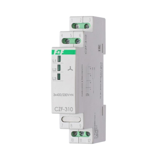 Реле контроля фаз Евроавтоматика F&F CZF-310 8 А, 1NO/NC, 1 модуль, монтаж на DIN-рейке, IP20