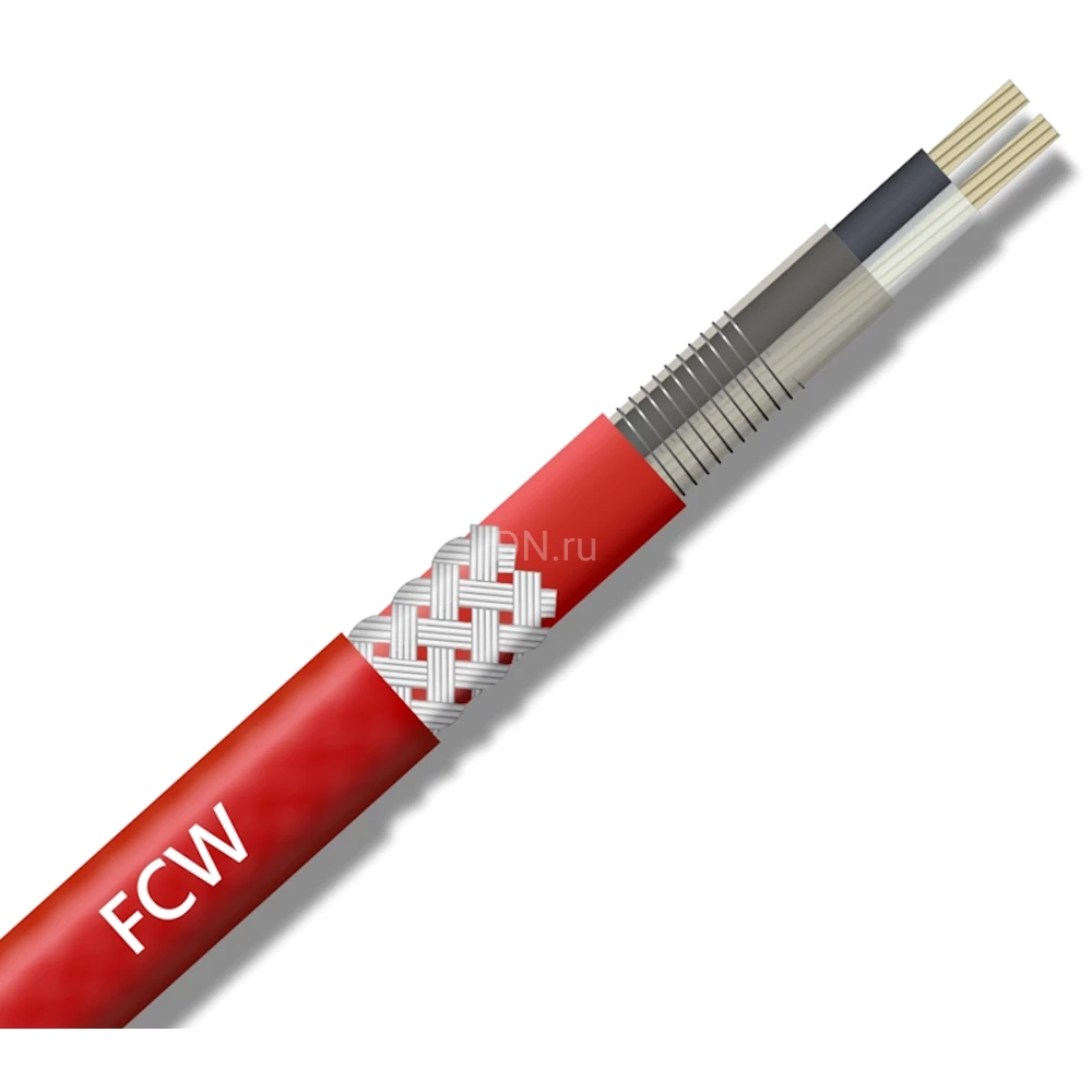 Кабель нагревательный Extherm 10FCW-CT резистивный зональный, двухжильный, мощность - 10Вт/м, сечение – 3.3мм2, материал изоляции - фторопласт, рабочая температура - до 150°С, 220-240В