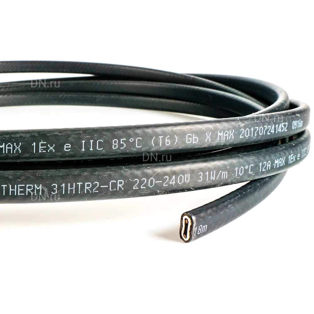 Кабель саморегулирующийся Extherm 25HXTR2-CR нагревательный низкотемпературный, 12.6х6.0мм, мощность - 25Вт/м, сечение - 1.3мм2, материал изоляции - термопласт, цвет - черный, 220-240В (кратно 500м)