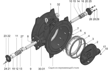 Затвор дисковый поворотный FAF 3800E Ду100 Ру16 с двойным эксцентриком, корпус - GGG50, диск - GGG50, уплотнение - EPDM, фланцевый, редуктор под привод