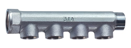 Коллекторы нерегулируемые FAR FK 3550 наружная/внутренняя резьба, выходы внутренняя резьба, проходной, с межосевым расстоянием отводов 36 мм, корпус латунь