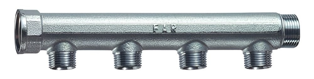 Коллектор нерегулируемый FAR FK 3700 Ду25-4х1/2″ Ру10, наружная/внутренняя резьба с 4-мя выходами Ду15, выходы внутренняя резьба, проходной, корпус латунь