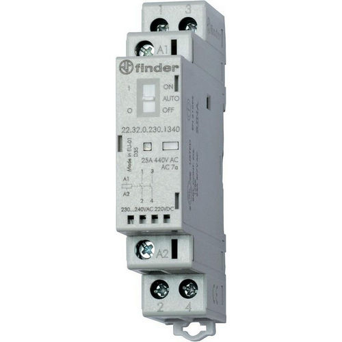 Контакторы модульные FINDER 22 AgNi, рабочий ток 25 А, катушка управления 24-230 В