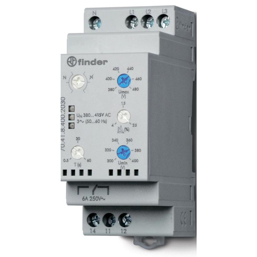 Реле контроля фаз FINDER 70 серия 6-10 А, 1CO, для однофазной сети