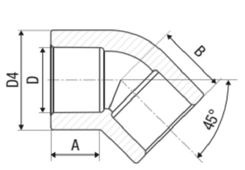 Угол FV-Plast Дн20 Ру36 сварка, 45°, корпус - полипропилен PP-R