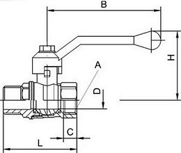 Чертеж Кран шаровой ГАЛЛОП Стандарт 221 (аналог 11б27п1) Ру16 муфтовый с рычагом