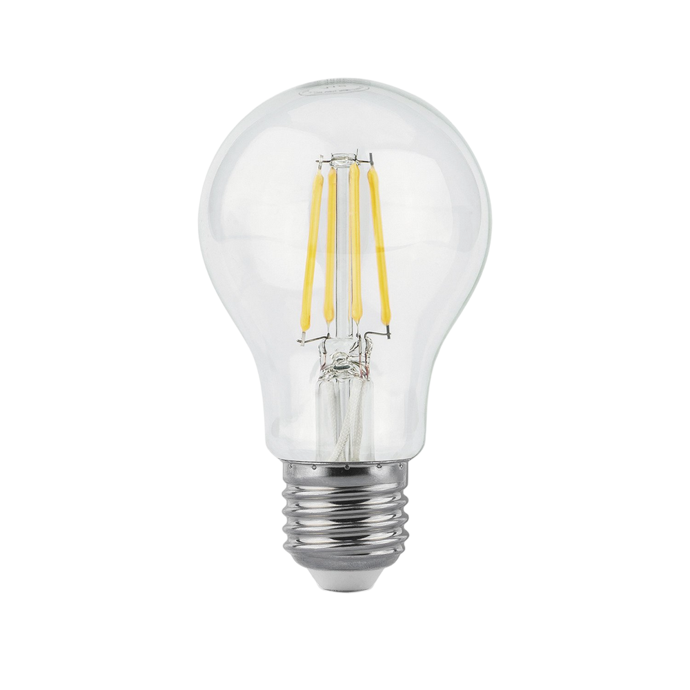 Лампа светодиодная Gauss Black Filament А60 прозрачный, 60 мм, мощность - 6 Вт, цоколь - E27, световой поток - 630 лм, цветовая температура - 4100 K, форма - грушевидная