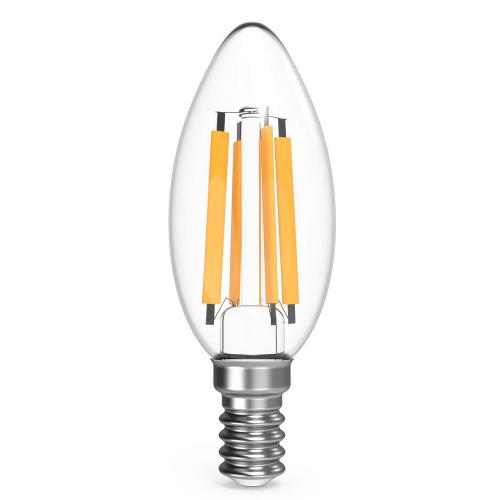 Лампы светодиодные Gauss Black Filament C35, прозрачные, 35 мм, мощность - 13 Вт, цоколь - E14, световой поток - 1100-1150 Лм, цветовая температура - 2700-4100 K, форма - свеча