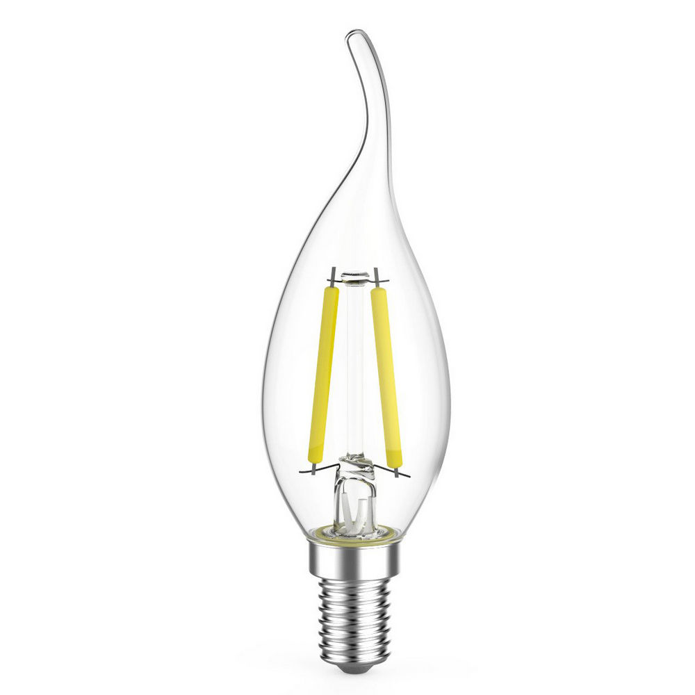 Лампа светодиодная Gauss Black Filament CT35, прозрачная, 35 мм, мощность - 7 Вт, цоколь - E14, световой поток - 580 Лм, цветовая температура - 4100 K, белый свет, форма - свеча на ветру, упаковка - 3 шт.