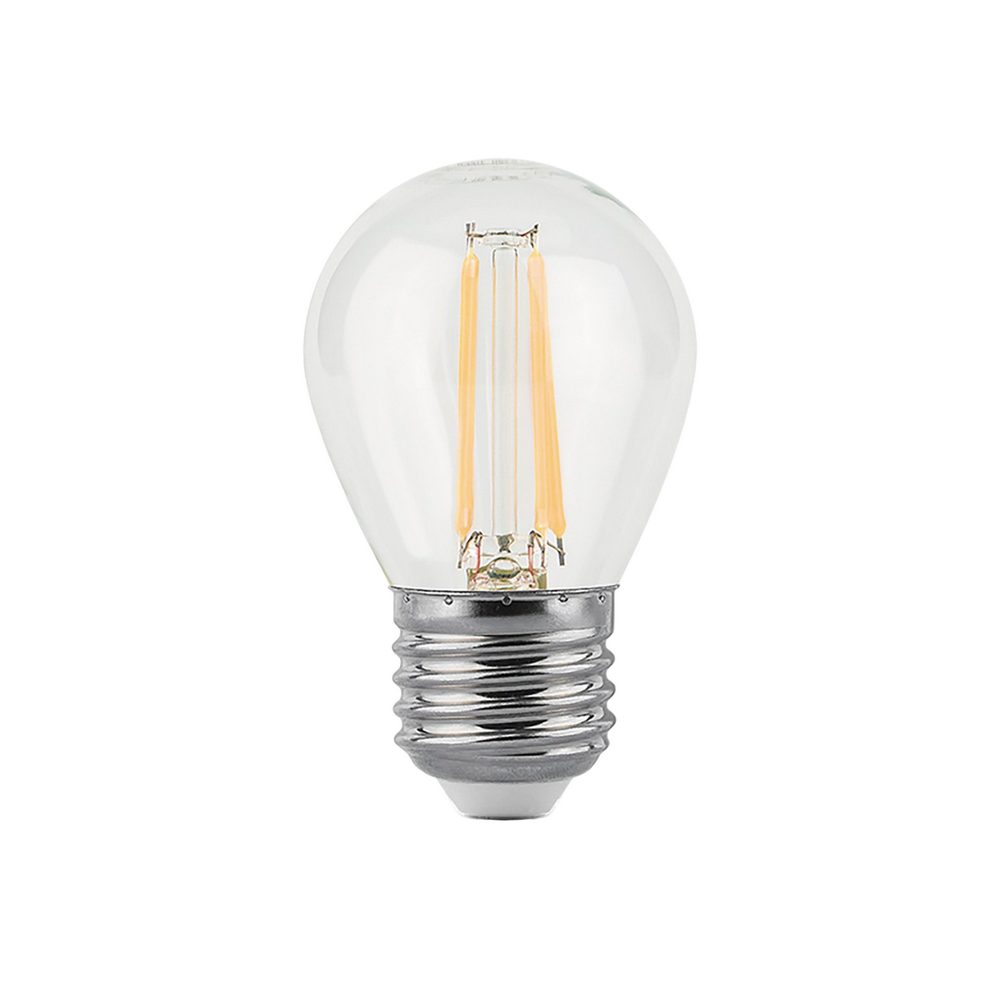 Лампа светодиодная Gauss Black Filament прозрачная, 45 мм, мощность - 9 Вт, цоколь - E27, световой поток - 680 лм, цветовая температура - 2700 K, форма - шарообразная