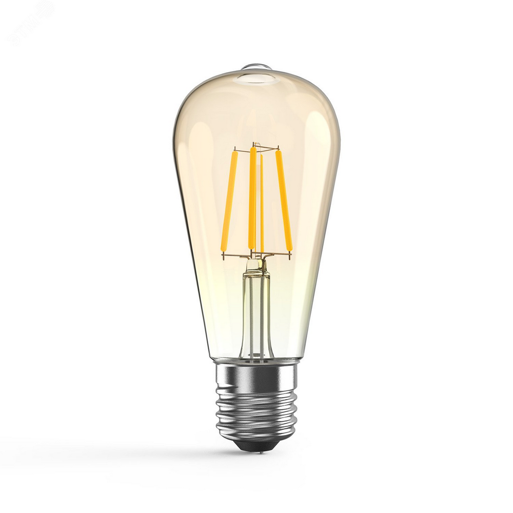 Лампа светодиодная Gauss Black Filament ST64 диммируемая прозрачная 64 мм, мощность - 6 Вт, цоколь - E27, световой поток - 620 лм, цветовая температура - 2400 K, теплый белый свет, форма - оригинальная