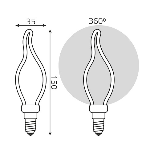 Лампа светодиодная Gauss Black Filament Artline E14 оригинальная контурная 35 мм мощность - 4 Вт, цоколь - E14, световой поток - 330 лм, цветовая температура - 2700 °К, цвет свечения - теплый белый, форма - оригинальная