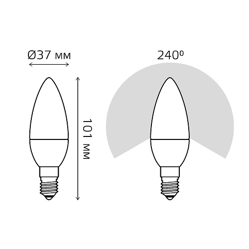 Лампа светодиодная Gauss Black E14 свеча 37 мм мощность - 7 Вт, цоколь - E14, световой поток - 520 Лм, цветовая температура - 3000 °К, цвет колбы - белый, цвет свечения - теплый белый, форма - свеча