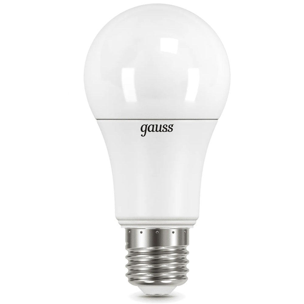 Лампа светодиодная Gauss A70 70 мм 22 Вт, 220 В, цоколь - E27, световой поток - 2000 Лм, цветовая температура - 6500 К, форма - грушевидная, холодный белый свет