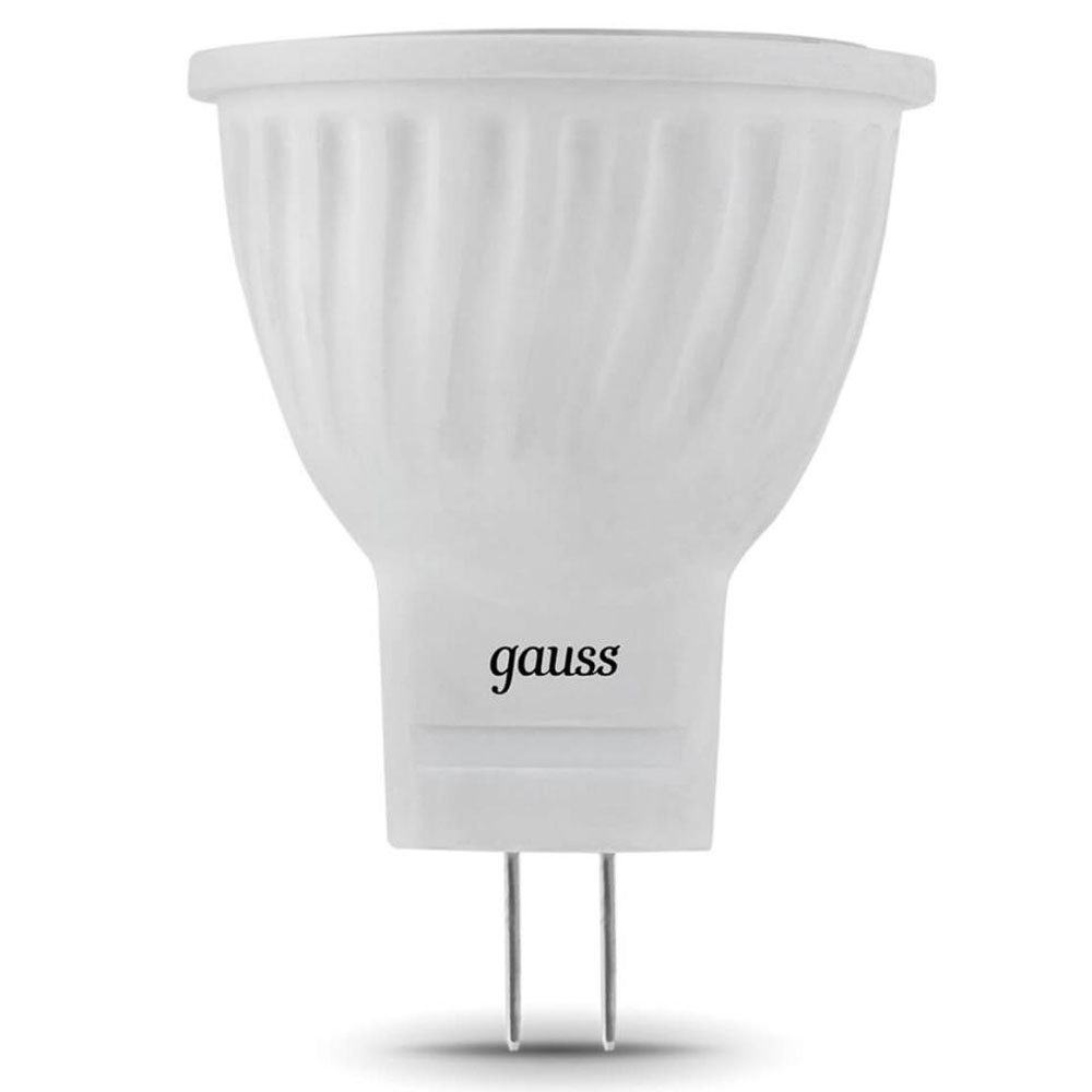 Лампа светодиодная Gauss MR11 35 мм 3 Вт, 220 В, цоколь - GU4, световой поток - 300 Лм, цветовая температура - 6500 К, форма - рефлекторная, холодный белый свет