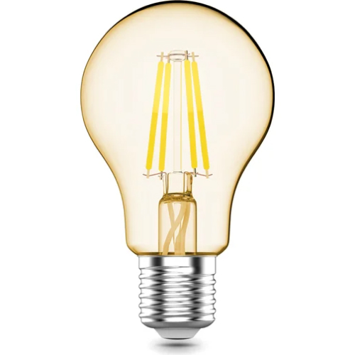 Лампы светодиодные Gauss Basic Filament А60 4.5 Вт, цветовая температура 2200 К, световой поток 300 Лм, ти цоколя Е27, форма - грушевидная, цвет свечения - теплый белый