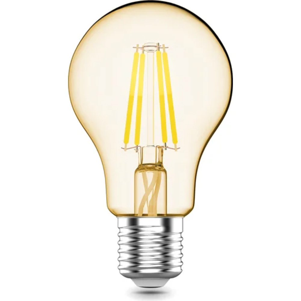 Лампа светодиодная Gauss Basic Filament А60 4.5 Вт, цветовая температура 2200 К, световой поток 300 Лм, ти цоколя Е27, форма - грушевидная, цвет свечения - теплый белый